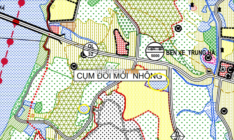 Một số khu đất dính quy hoạch của xã Phú Sơn trên bản đồ quy hoạch sử dụng đất huyện Ba Vì