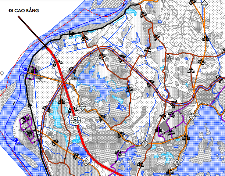 Bản đồ quy hoạch giao thông xã Cẩm Lĩnh theo bản đồ quy hoạch chung xây dựng huyện Ba Vì đến năm 2030