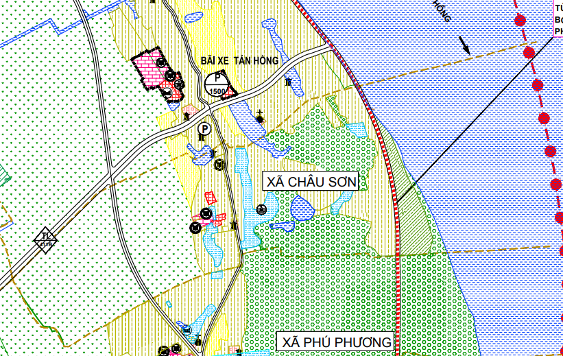 Bản đồ quy hoạch sử dụng đất xã Châu Sơn theo bản đồ quy hoạch chung xây dựng huyện Ba Vì đến năm 2030.