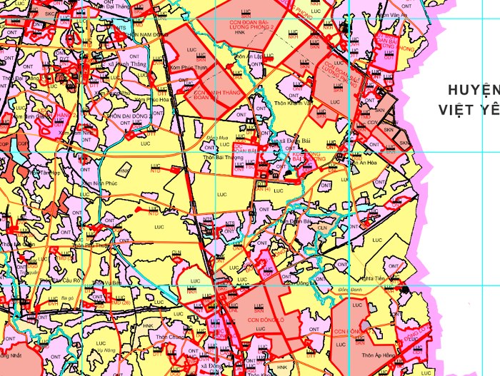 Quy hoạch sử dụng đất xã Đoan Bái thể hiện trên bản đồ quy hoạch sử dụng đất giai đoạn 2021 - 2030 huyện Hiệp Hòa - tỉnh Bắc Giang. 
