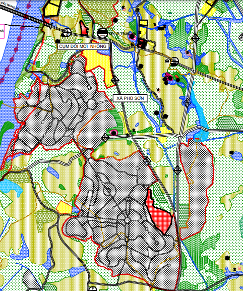 Bản đồ quy hoạch sử dụng đất xã Phú Sơn theo bản đồ quy hoạch chung xây dựng huyện Ba Vì đến năm 2030