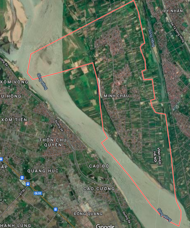 Xã Minh Châu trên bản đồ Google vệ tinh