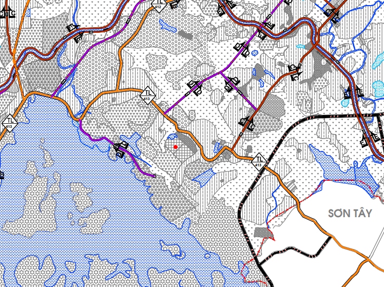 Bản đồ quy hoạch giao thông xã Thụy An theo bản đồ quy hoạch chung xây dựng huyện Ba Vì đến năm 203
