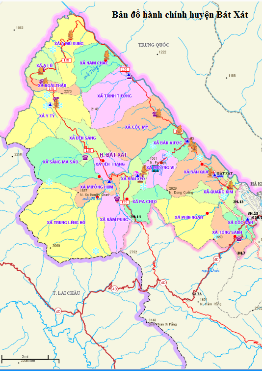 Bản đồ hành chính huyện Bát Xát