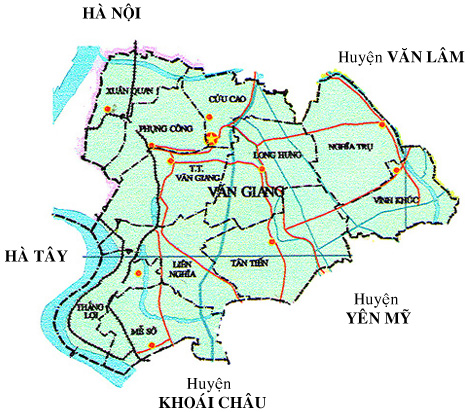 Bản đồ hành chính huyện Văn Giang 