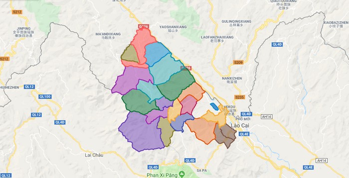 Bản đồ huyện Bát Xát, Lào Cai