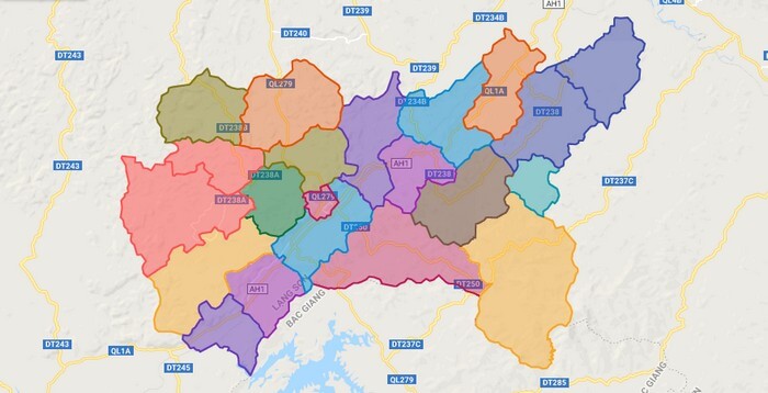 Bản đồ huyện Chi Lăng tỉnh Lạng Sơn
