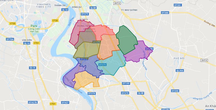 Bản đồ huyện Văn Giang, Hưng Yên