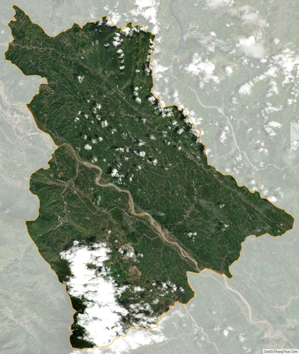 Huyện Bảo Thắng khi nhìn từ vệ tinh