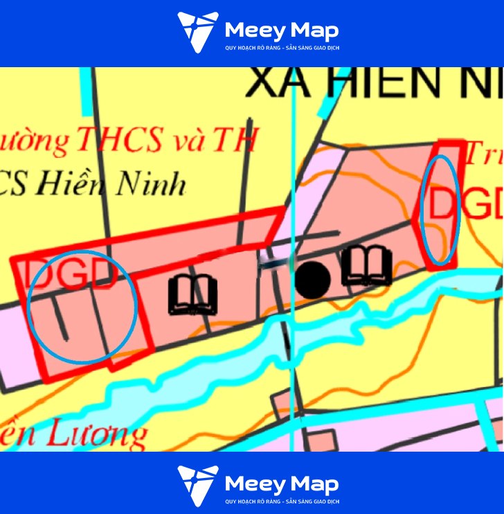 Một số khu đất dính quy hoạch của xã Hiền Ninh trên bản đồ quy hoạch sử dụng đất (Ảnh màn hình_ Ứng dụng công khai thông tin đất đai Thành phố Hà Nội)