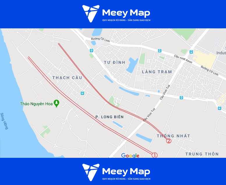 Sơ đồ 2 tuyến đường từ chân cầu Vĩnh Tuy đến cầu/hầm Trần Hưng Đạo theo quy hoạch. (Nguồn ảnh: Google)