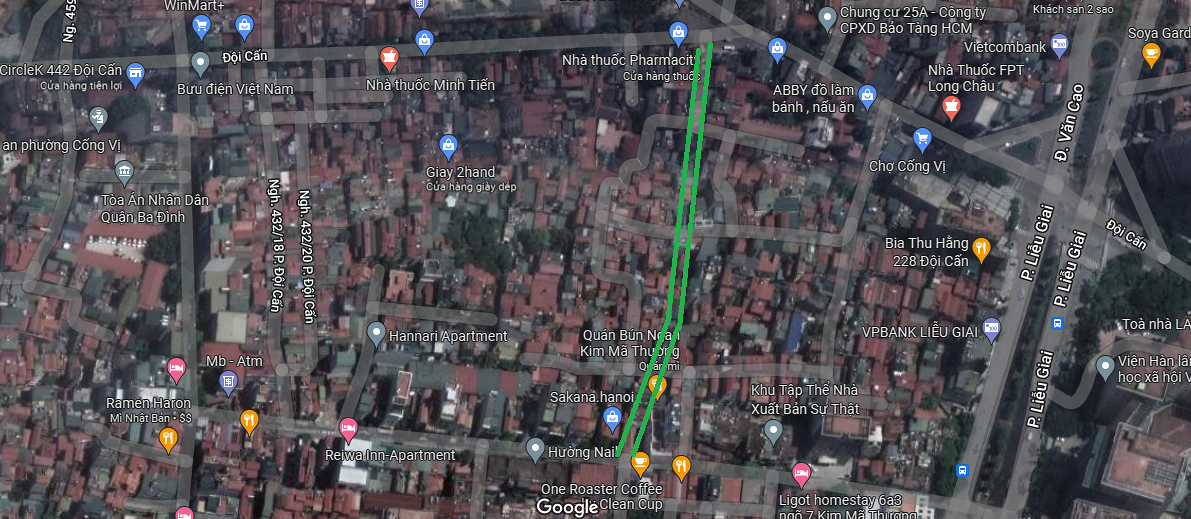 Sơ đồ tuyến đường có thể mở theo quy hoạch ở phường Cống Vị. (Nguồn ảnh: Google)