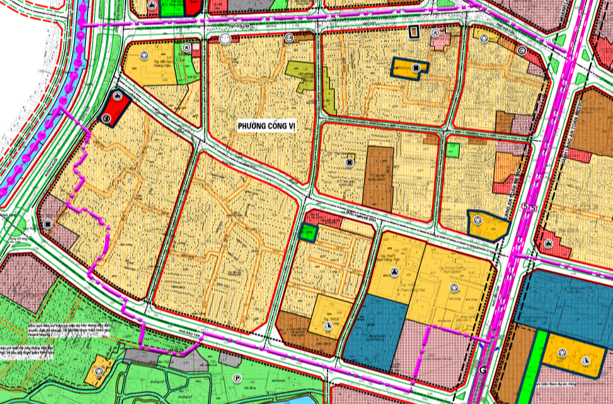 Bản đồ quy hoạch giao thông phường Cống Vị theo quy hoạch Phân khu H1-2