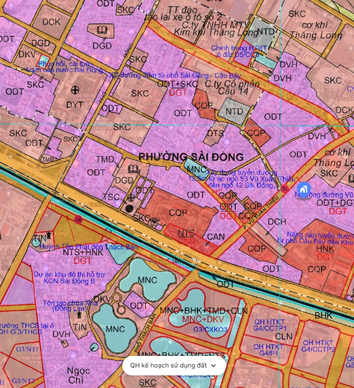 Bản đồ quy hoạch Phường Sài Đồng, Long Biên