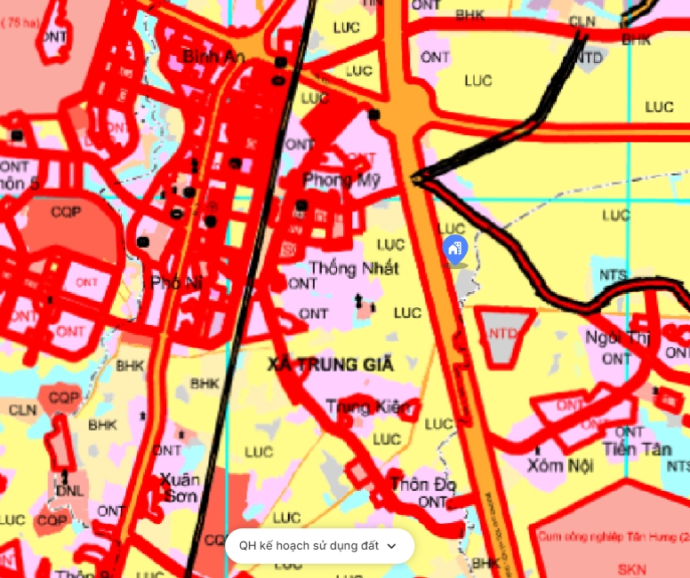 bản đồ quy hoạch Xã Trung Giã Huyện Sóc Sơn