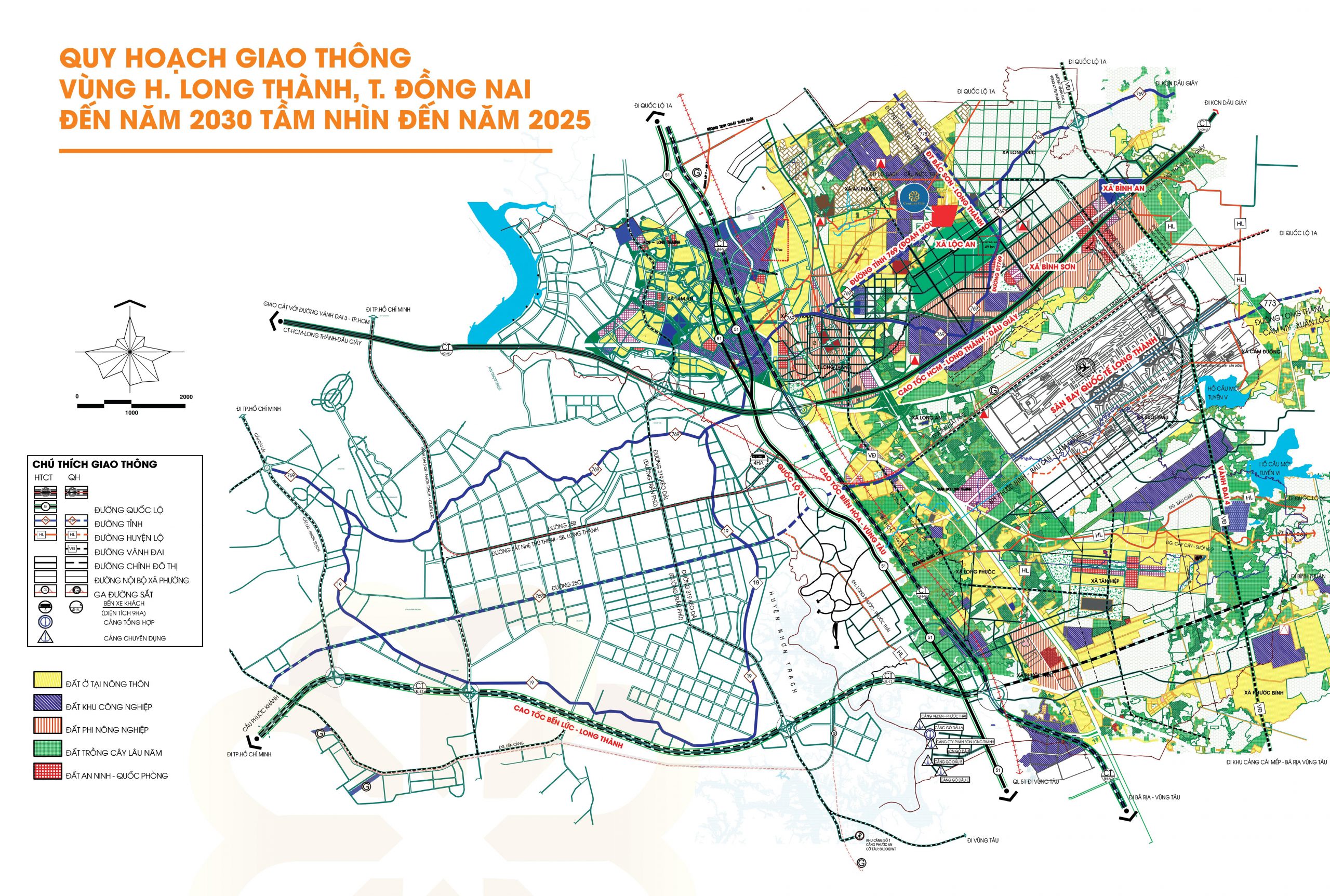 Bản đồ quy hoạch giao thông huyện Long Thành