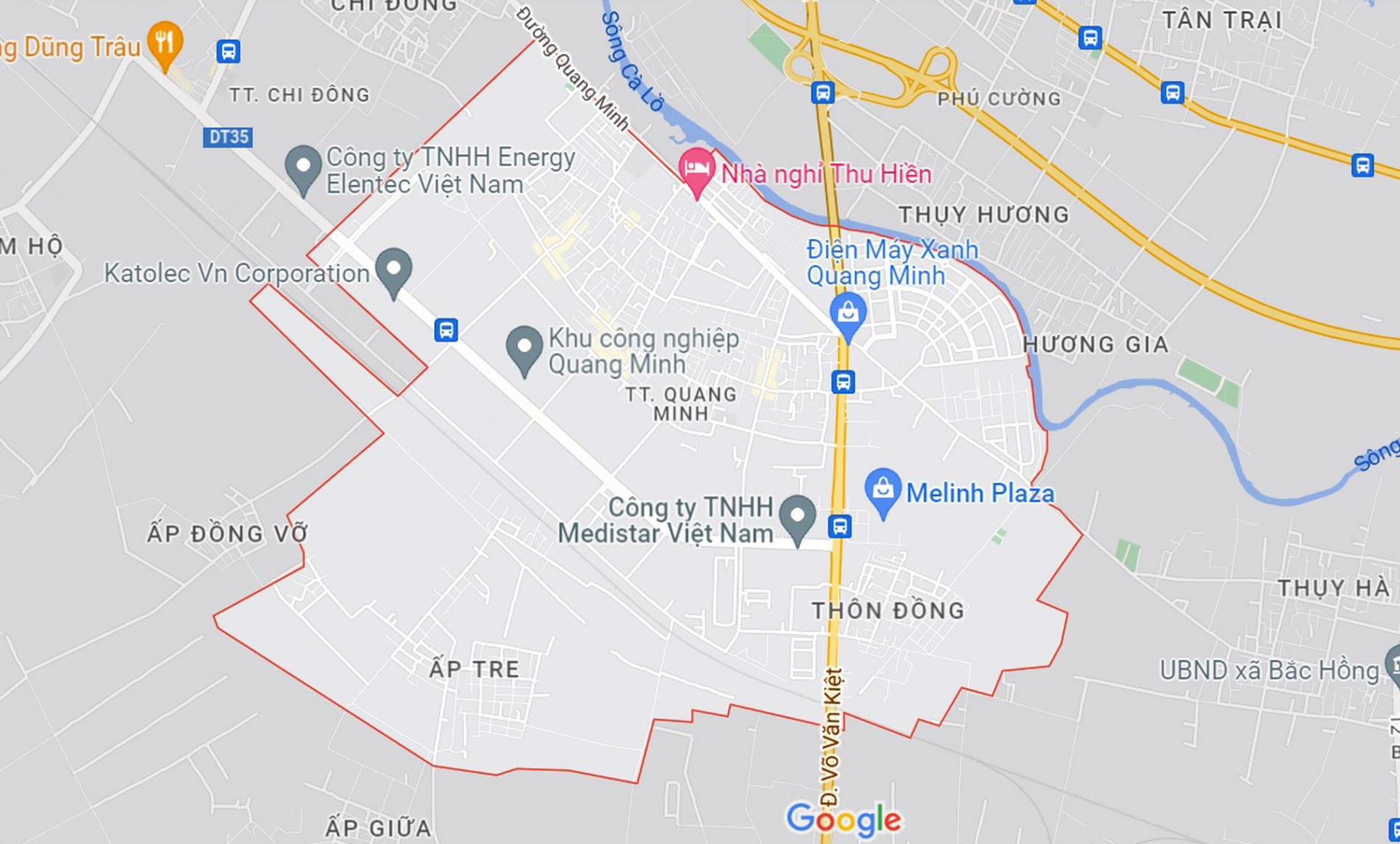 Bản đồ thị trấn Quang Minh huyện Mê Linh