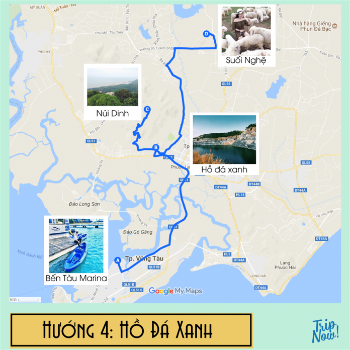 Bản đồ du lịch vũng tàu Hồ Đá Xanh