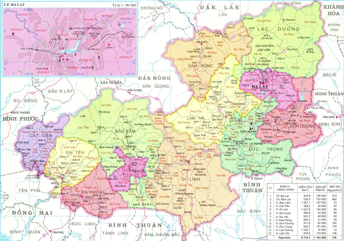 Bản đồ hành chính Lâm Đồng