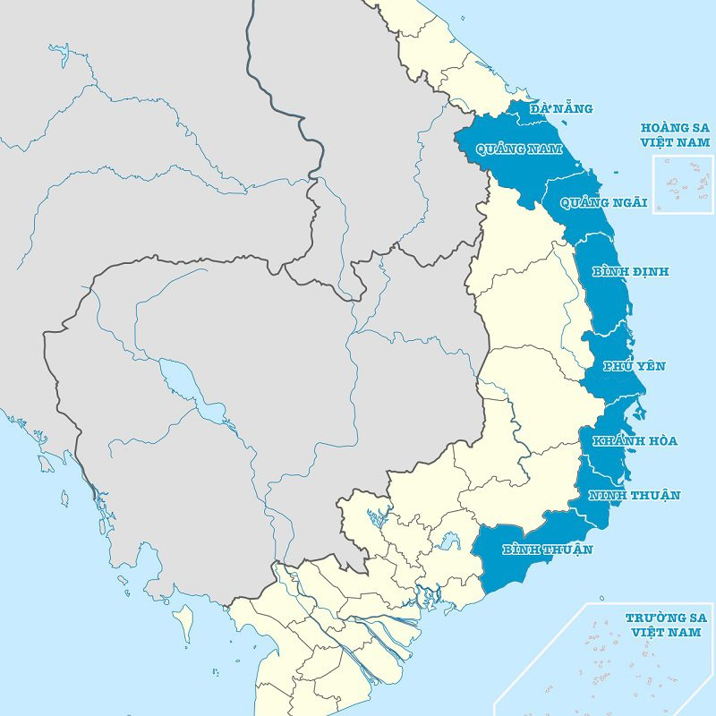 Bản đồ vùng duyên hải Nam Trung Bộ