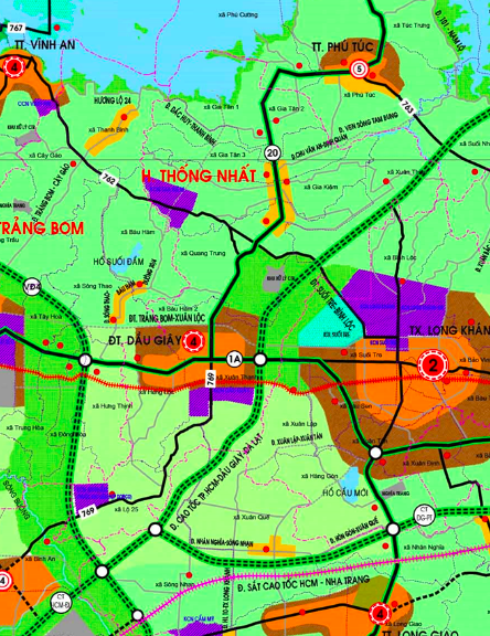 Bản đồ quy hoạch giao thông huyện Thống Nhất