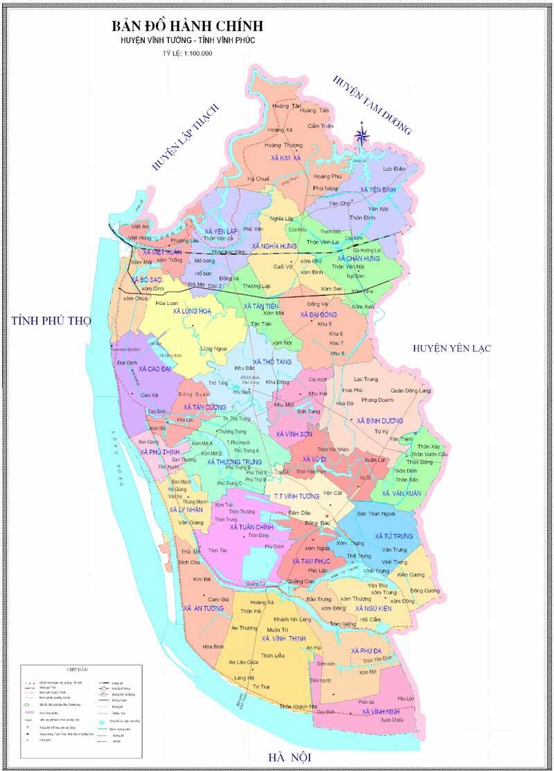 Bản đồ hành chính huyện Vĩnh Tường