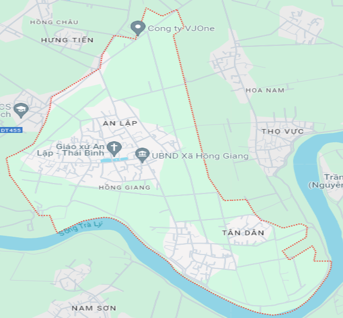 Bản đồ xã Hồng Giang huyện Đông Hưng