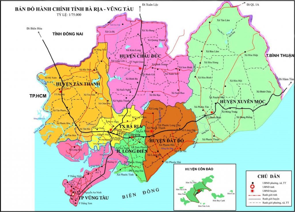 Bản đồ hành chính tỉnh Bà Rịa – Vũng Tàu