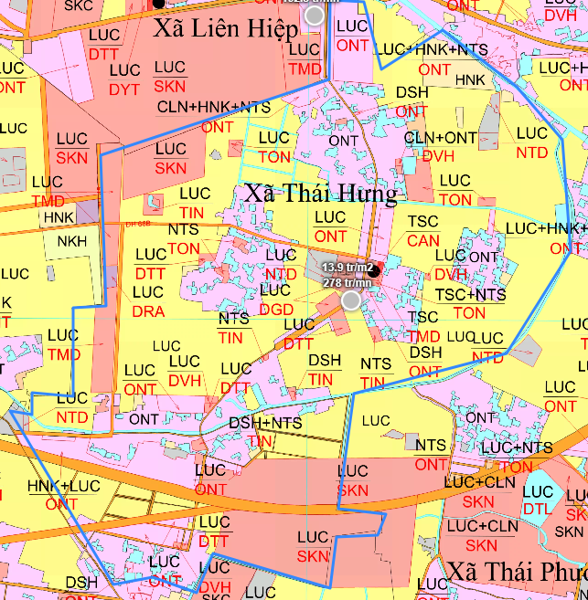 Bản đồ quy hoạch xã Thái Hưng huyện Hưng Hà