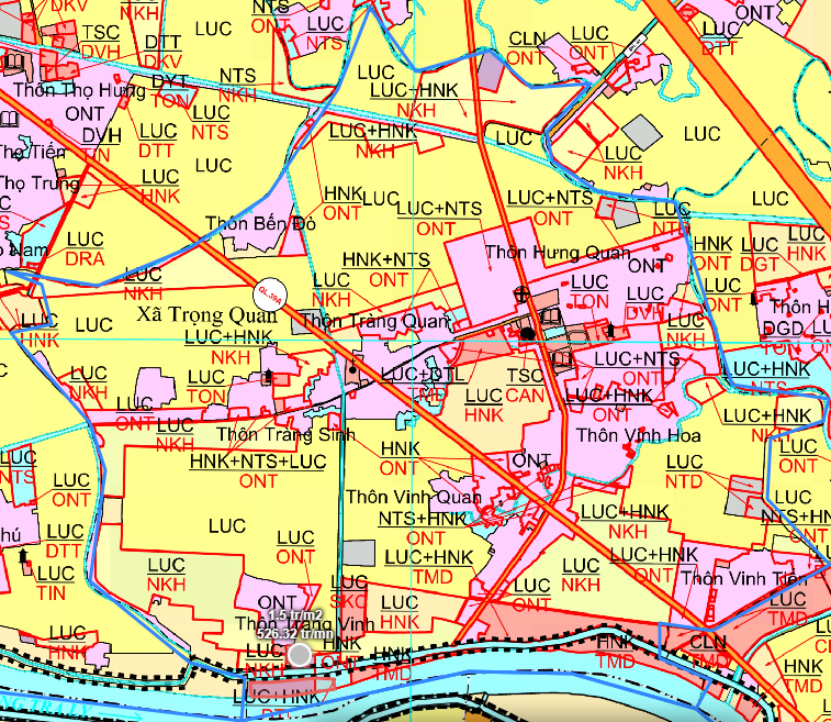 Bản đồ quy hoạch xã Trọng Quan huyện Đông Hưng