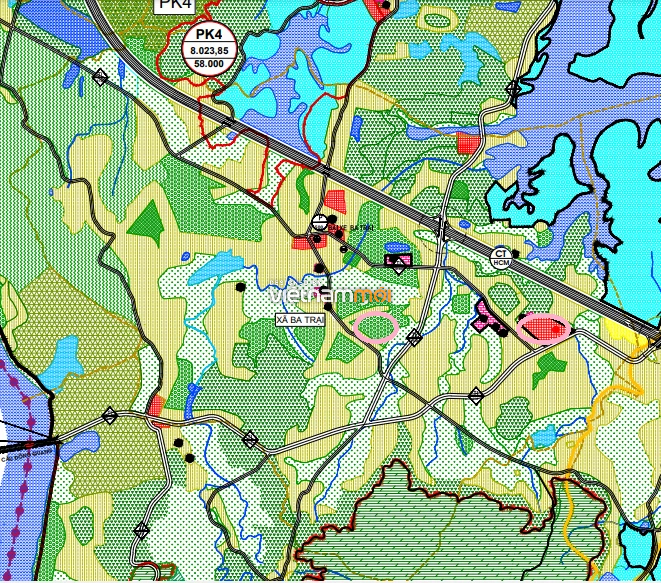 Một số khu đất dính quy hoạch của xã Ba Trại trên bản đồ quy hoạch sử dụng đất huyện Ba Vì