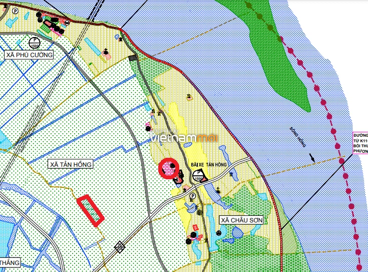Một số khu đất dính quy hoạch của xã Tản Hồng trên bản đồ quy hoạch sử dụng đất huyện Ba Vì