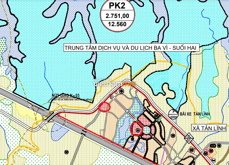 Một số khu đất dính quy hoạch của xã Tản Lĩnh trên bản đồ quy hoạch sử dụng đất huyện Ba Vì
