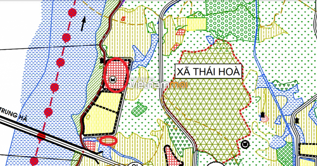 Một số khu đất dính quy hoạch của xã Thái Hòa trên bản đồ quy hoạch sử dụng đất huyện Ba Vì