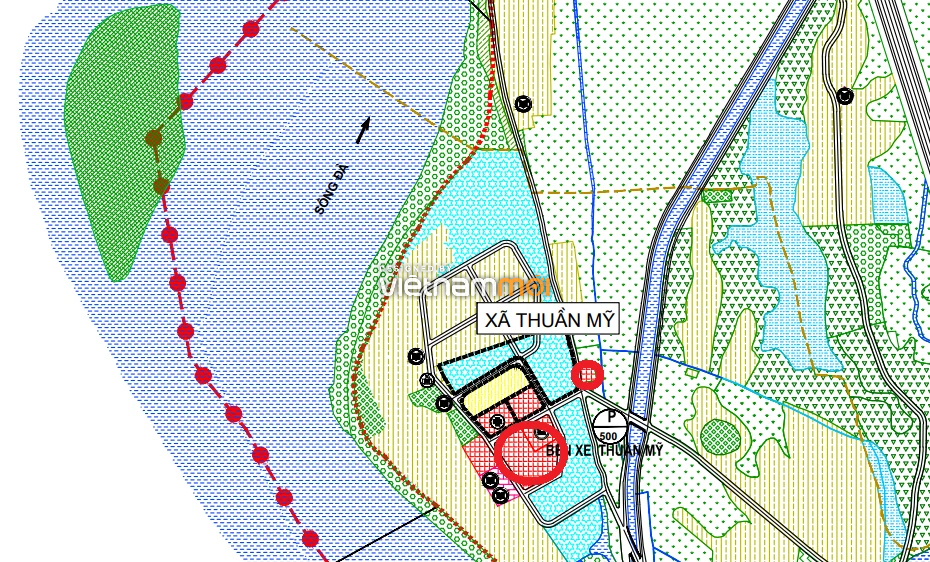 Một số khu đất dính quy hoạch của xã Thuần Mỹ trên bản đồ quy hoạch sử dụng đất huyện Ba Vì.