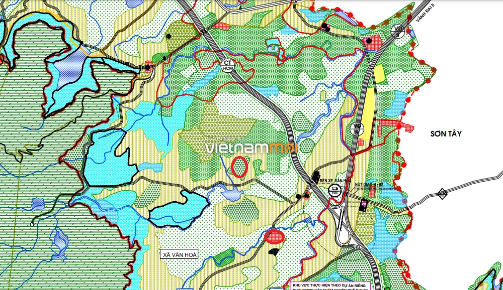 Một số khu đất dính quy hoạch của xã Vân Hòa trên bản đồ quy hoạch sử dụng đất huyện Ba Vì