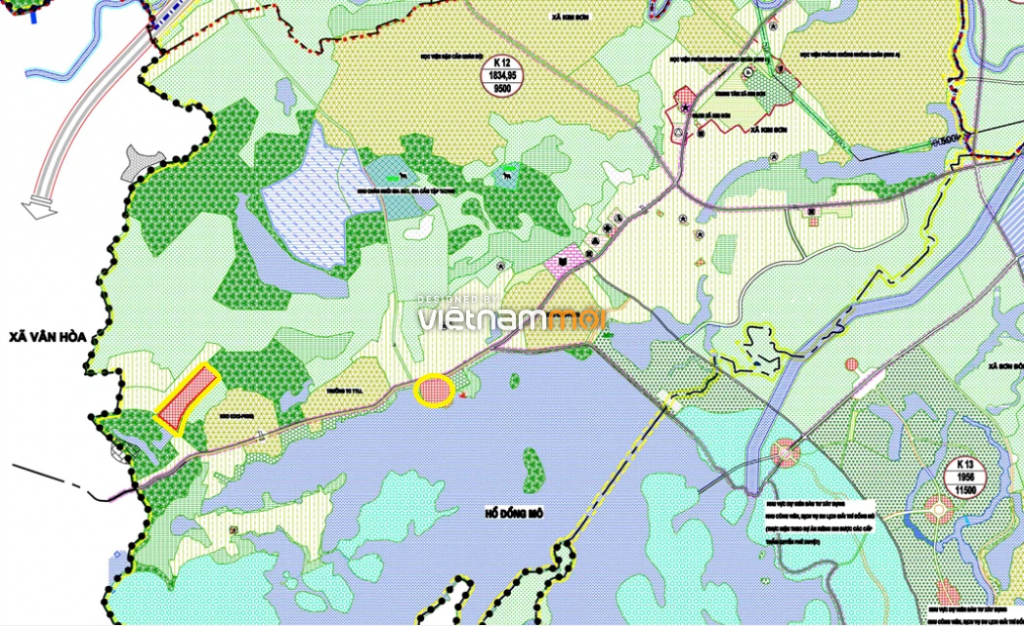 Một số khu đất dính quy hoạch của xã Kim Sơn được thể hiện trong bản đồ quy hoạch chung xây dựng thị xã Sơn Tây thành phố Hà Nội đến năm 2030