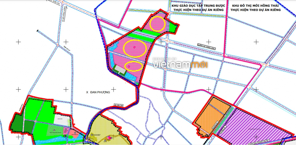 Một số khu đất dính quy hoạch của thị trấn Phùng trên bản đồ quy hoạch chung thị trấn Phùng đến năm 2030