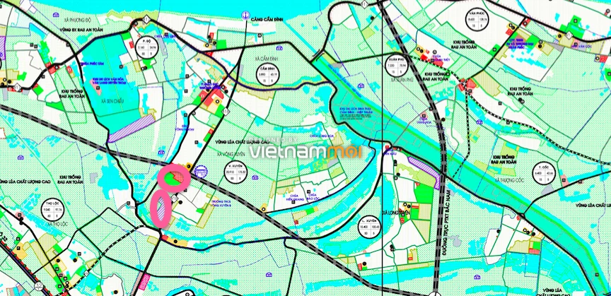 Một số khu đất dính quy hoạch của xã Võng Xuyên trên bản đồ quy hoạch sử dụng đất huyện Phúc Thọ