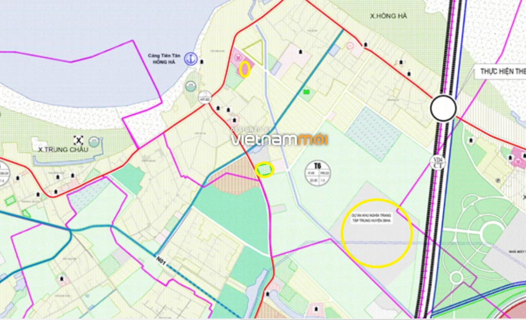 Một số khu đất dính quy hoạch của xã Hồng Hà được thể hiện trong bản đồ quy hoạch chung xây dựng huyện Đan Phượng, thành phố Hà Nội đến năm 2030