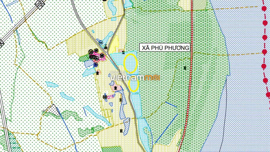 Một số khu đất dính quy hoạch của xã Phú Phương trên bản đồ quy hoạch sử dụng đất huyện Ba Vì