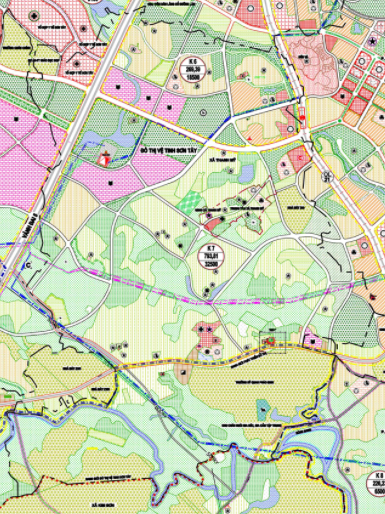 Bản đồ quy hoạch sử dụng đất xã Thanh Mỹ theo bản đồ quy hoạch chung xây dựng thị trấn Sơn Tây (lồng ghép đô thị vệ tinh Sơn Tây) thành phố Hà Nội đến năm 2030