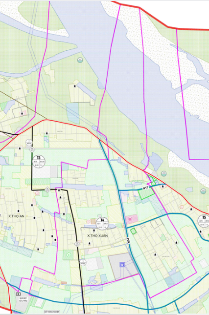 Bản đồ quy hoạch sử dụng đất xã Thọ Xuân theo bản đồ quy hoạch chung xây dựng huyện Đan Phượng, thành phố Hà Nội đến năm 2030