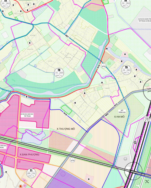 Bản đồ quy hoạch sử dụng đất xã Thượng Mỗ theo bản đồ quy hoạch chung xây dựng huyện Đan Phượng, thành phố Hà Nội đến năm 2030