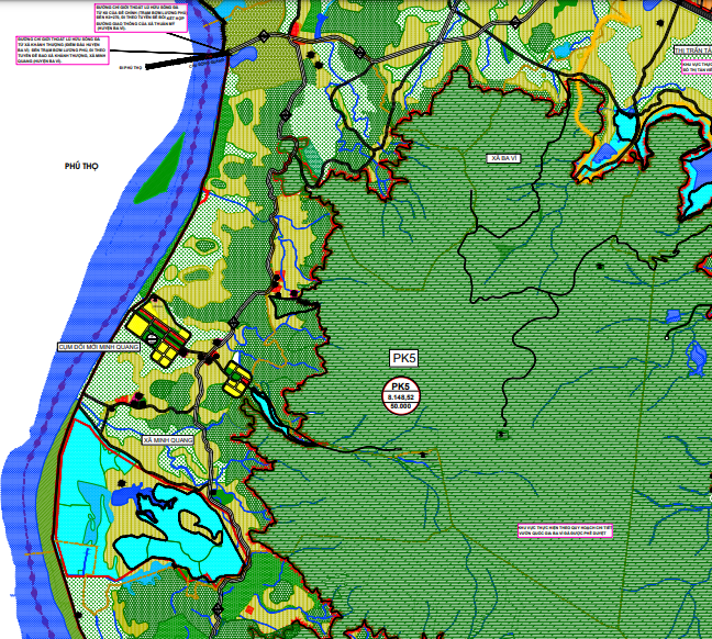 Bản đồ quy hoạch sử dụng đất xã Ba Vì theo bản đồ quy hoạch chung xây dựng huyện Ba Vì đến năm 2030