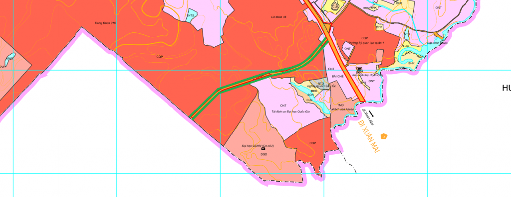 Đường có thể mở theo quy hoạch ở xã Cổ Đông theo bản đồ quy hoạch sử dụng đất thị xã Sơn Tây, thời kỳ 2021 - 2030. (Đường kẻ viền màu xanh lá)