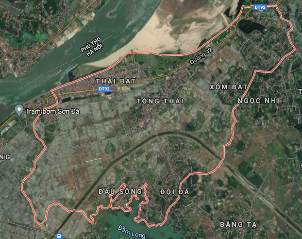 Xã Tòng Bạt trên bản đồ Google vệ tinh