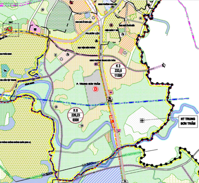Bản đồ quy hoạch sử dụng đất phường Trung Sơn Trầm theo bản đồ quy hoạch chung xây dựng thị trấn Sơn Tây (lồng ghép đô thị vệ tinh Sơn Tây), thành phố Hà Nội đến năm 2030