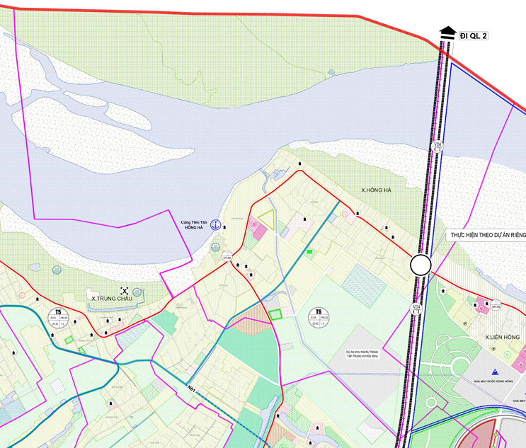 Bản đồ quy hoạch sử dụng đất xã Hồng Hà theo bản đồ quy hoạch chung xây dựng huyện Đan Phượng, TP Hà Nội đến năm 2030