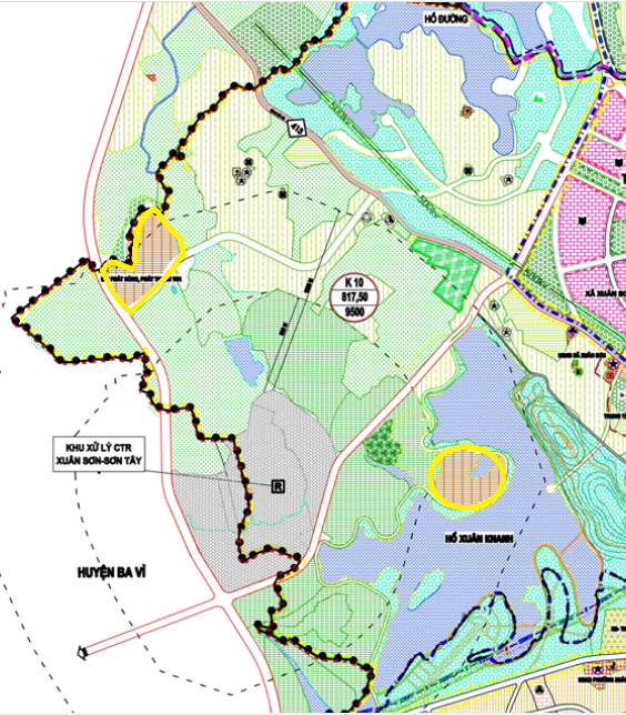 Một số khu đất dính quy hoạch của xã Xuân Sơn được thể hiện trong bản đồ quy hoạch chung xây dựng thị xã Sơn Tây (lồng ghép đô thị vệ tinh Sơn Tây) thành phố Hà Nội đến năm 2030
